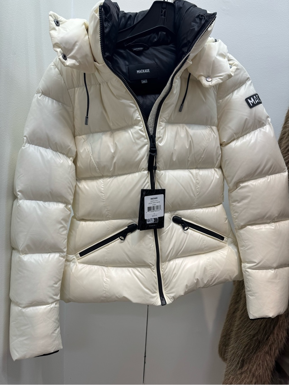 Mackage Women's Cream White Quilted Puffer Jacket with Hood
